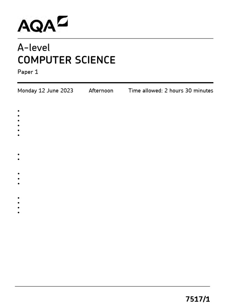 A-Level Computer Science Exam Paper | PDF | String (Computer Science ...