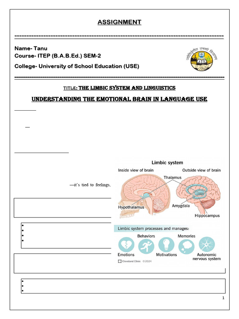 Linguistics and Limbic System | PDF | Limbic System | Hippocampus