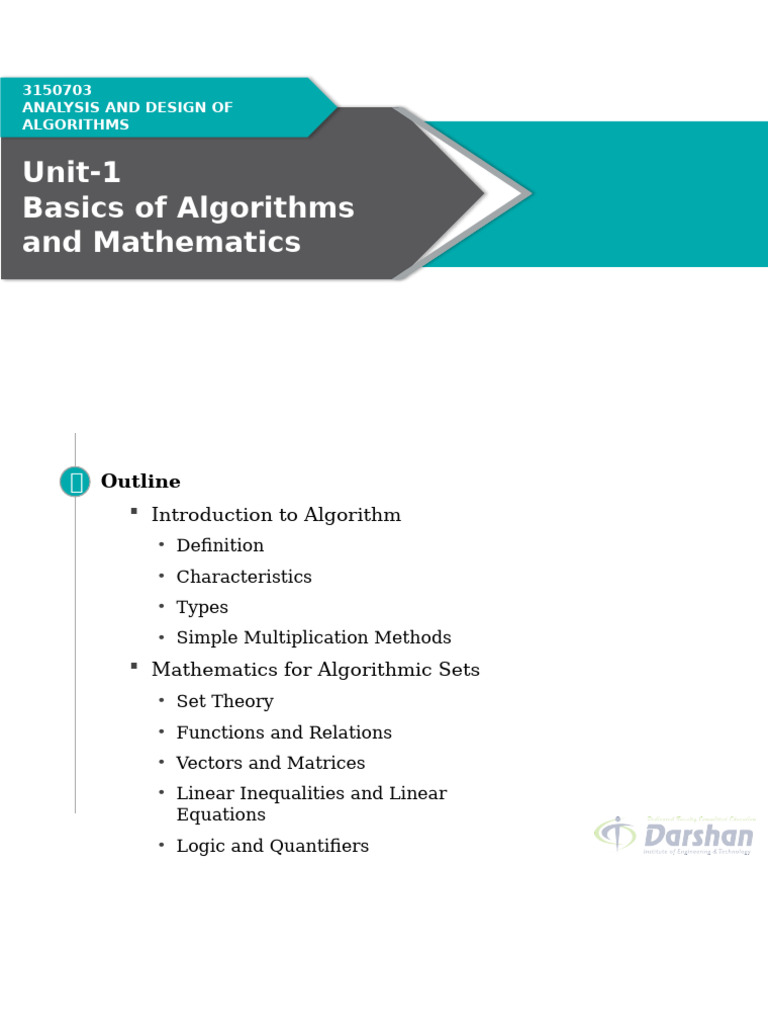 Algorithm Basics and Mathematical Concepts | PDF | Set (Mathematics ...