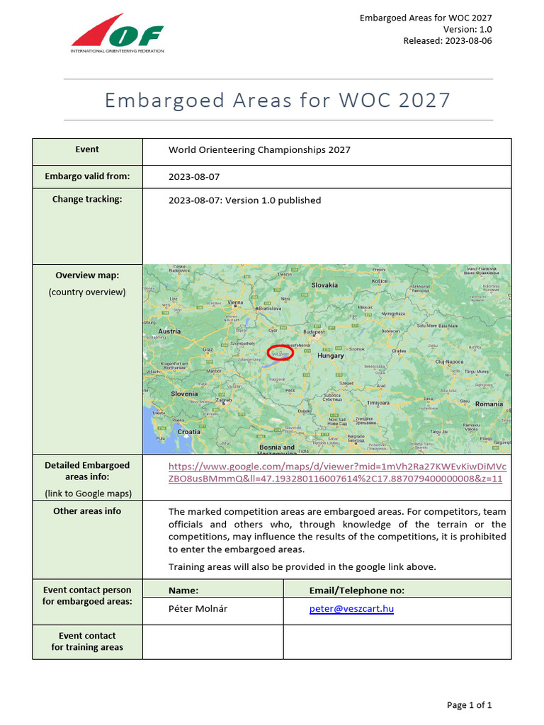 Embargoed Areas for WOC 2027 | PDF