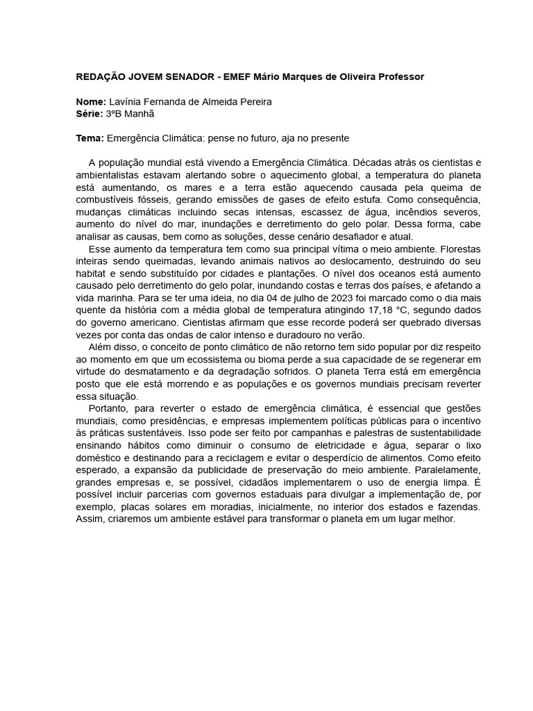 Emergência Climática - Pense No Futuro, Aja No Presente | PDF ...