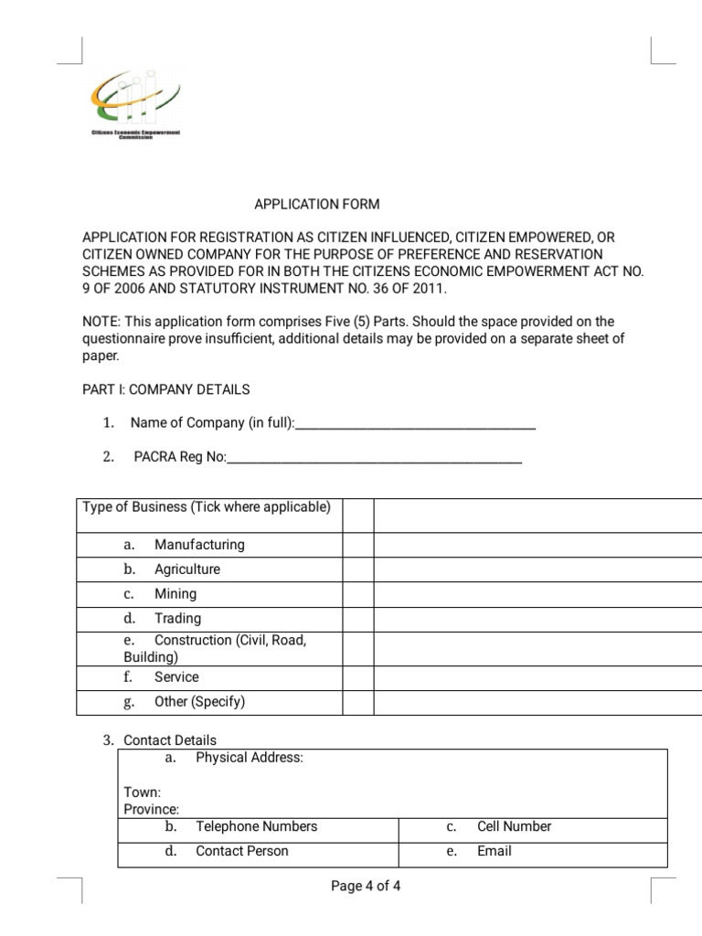 PACRA Form 3 Registration Application | PDF | Identity Document | Business