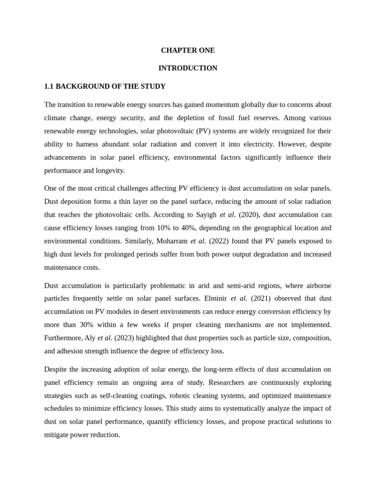 The Impact of Dust Accumulation On The Performance of Monocrystalline ...