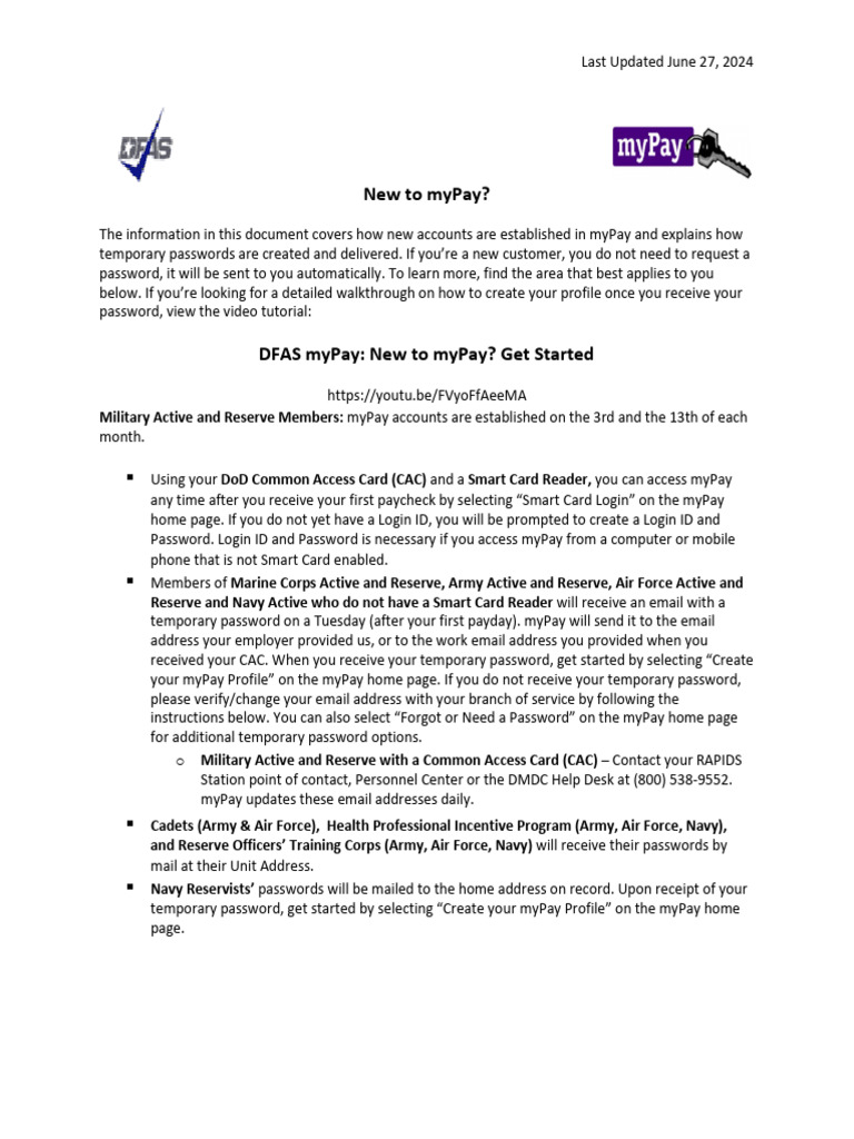 Getting Started with myPay Accounts | PDF | Password | Smart Card
