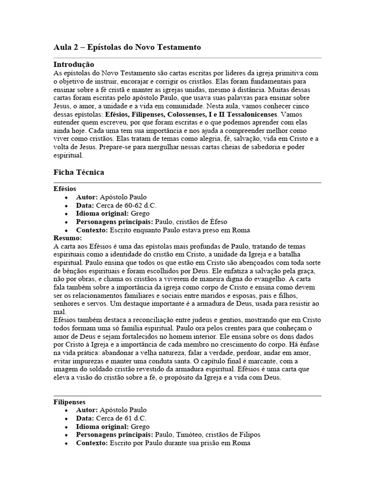 Epístolas do Novo Testamento: Ensino e Fé | PDF | Apóstolo Paulo | Novo ...