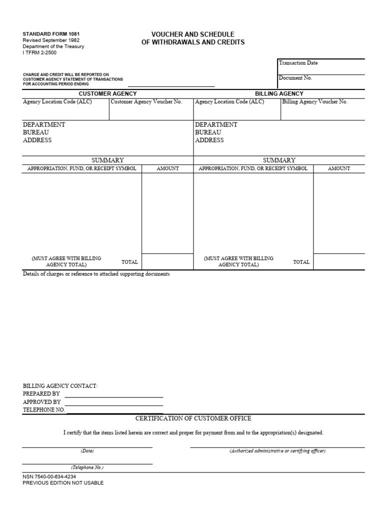 SF 1081 Voucher and Withdrawal Schedule | PDF | Receipt | Voucher