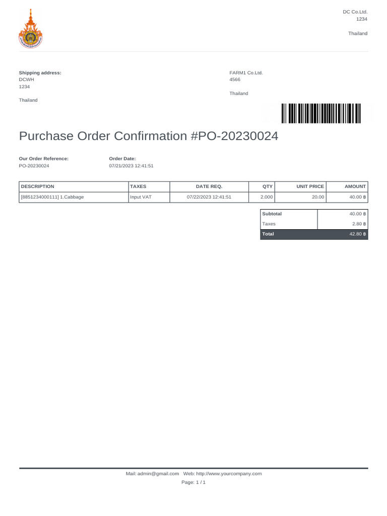 Purchase Order - PO-20230024 | PDF