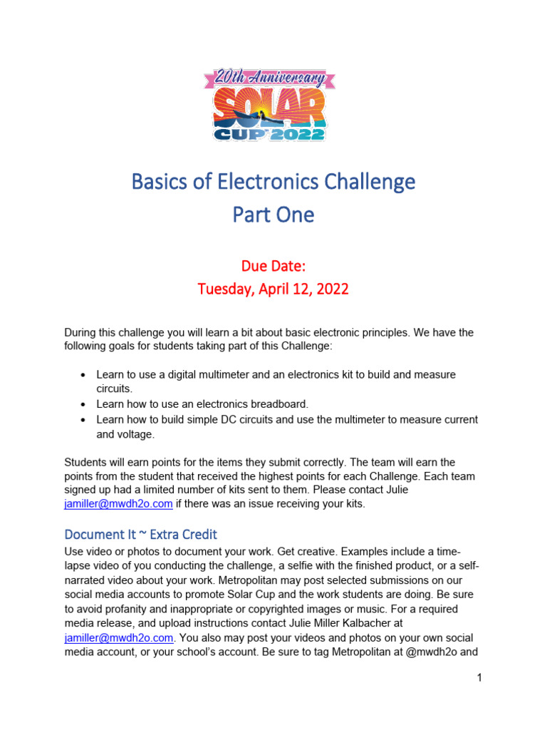 Electronics Challenge Part 1 Final | PDF | Resistor | Electrical Equipment