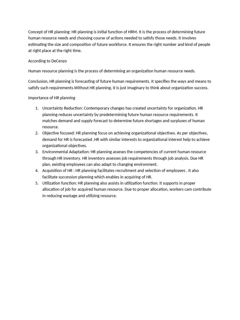Note of HR Planning | PDF