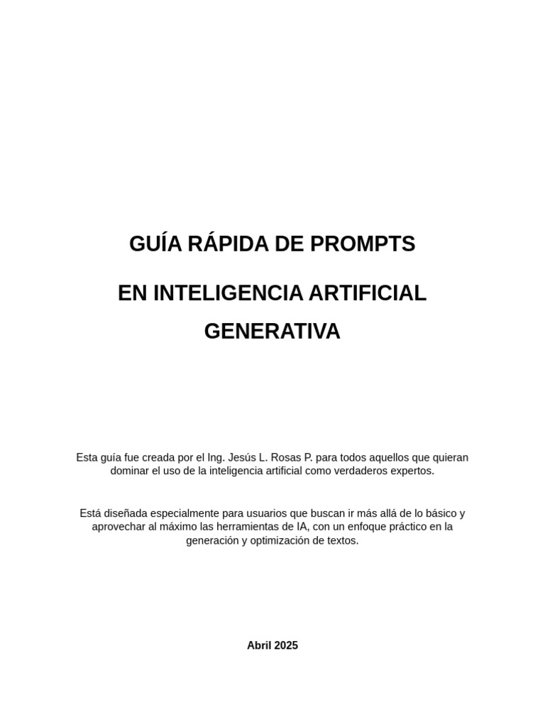 Guía de Prompts para IA Generativa | PDF | Inteligencia artificial ...