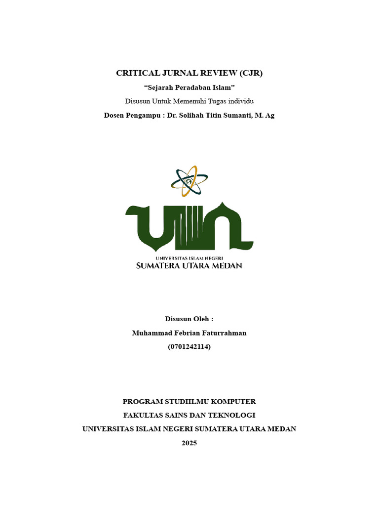 CJR Pemikiran Ekonomi Islam oleh Febrian | PDF