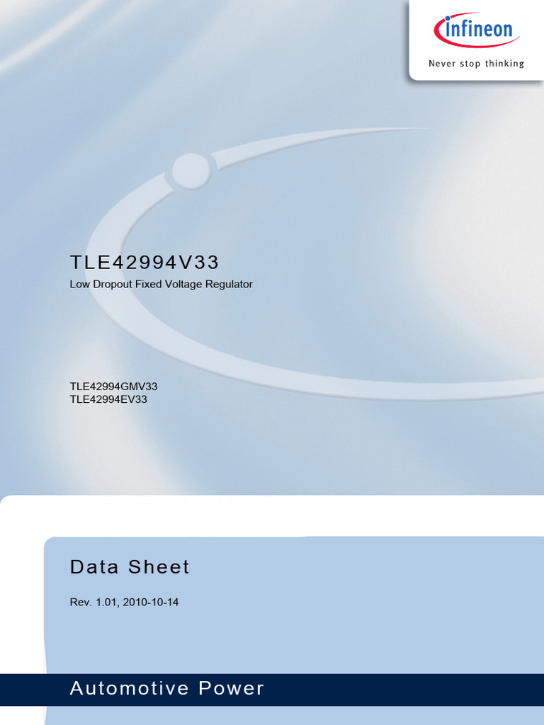 Voltage Regulator TLE42994V33 Data Sheet V10 Infineon | PDF | Capacitor ...
