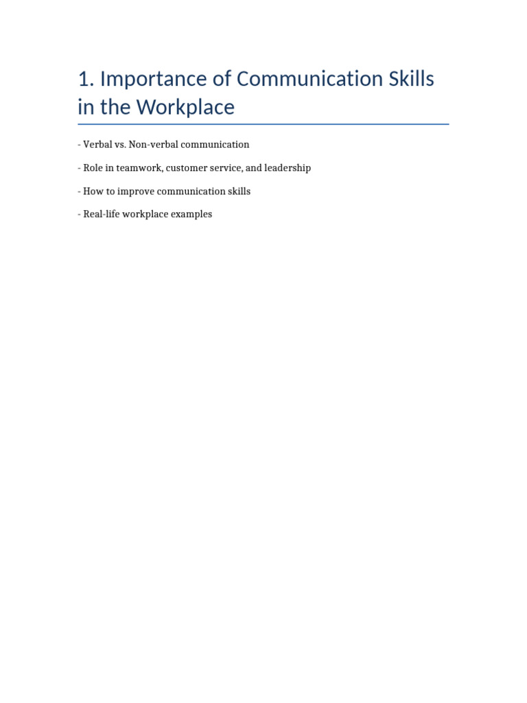 1 Importance of Communication Skills in The Workplace | PDF