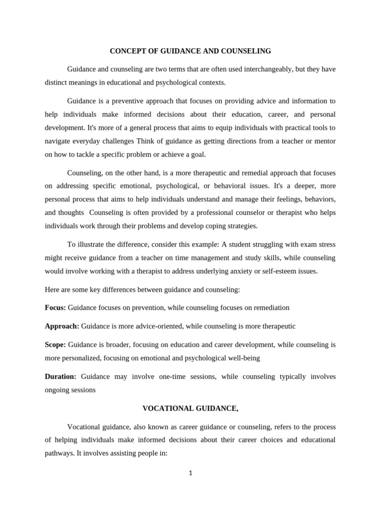 Concept of Guidance and Counseling | PDF | Psychotherapy ...