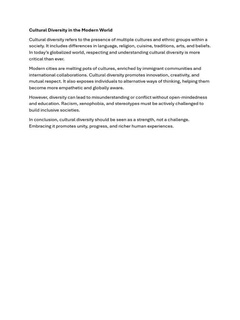 Embracing Cultural Diversity for Unity | PDF