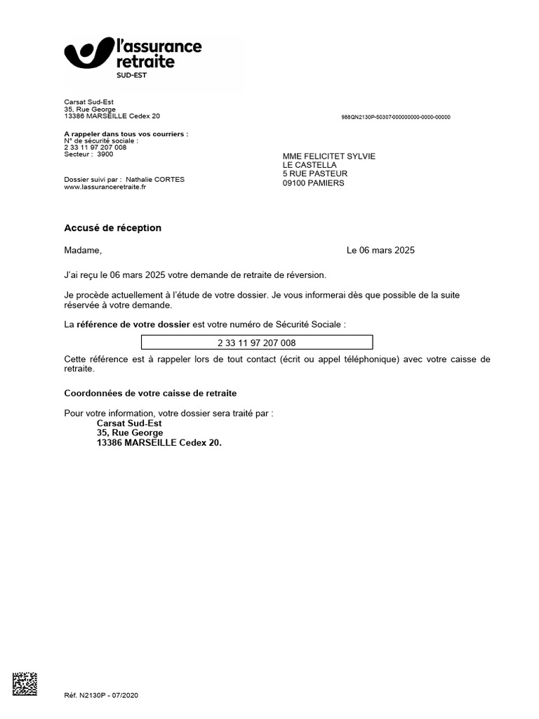 Suivi de demande de retraite de réversion | PDF