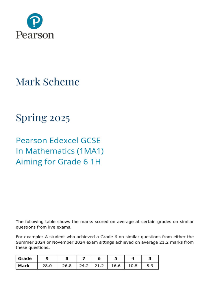 Spring 2025 GCSE Maths Mark Scheme | PDF | Rounding | Accuracy And ...