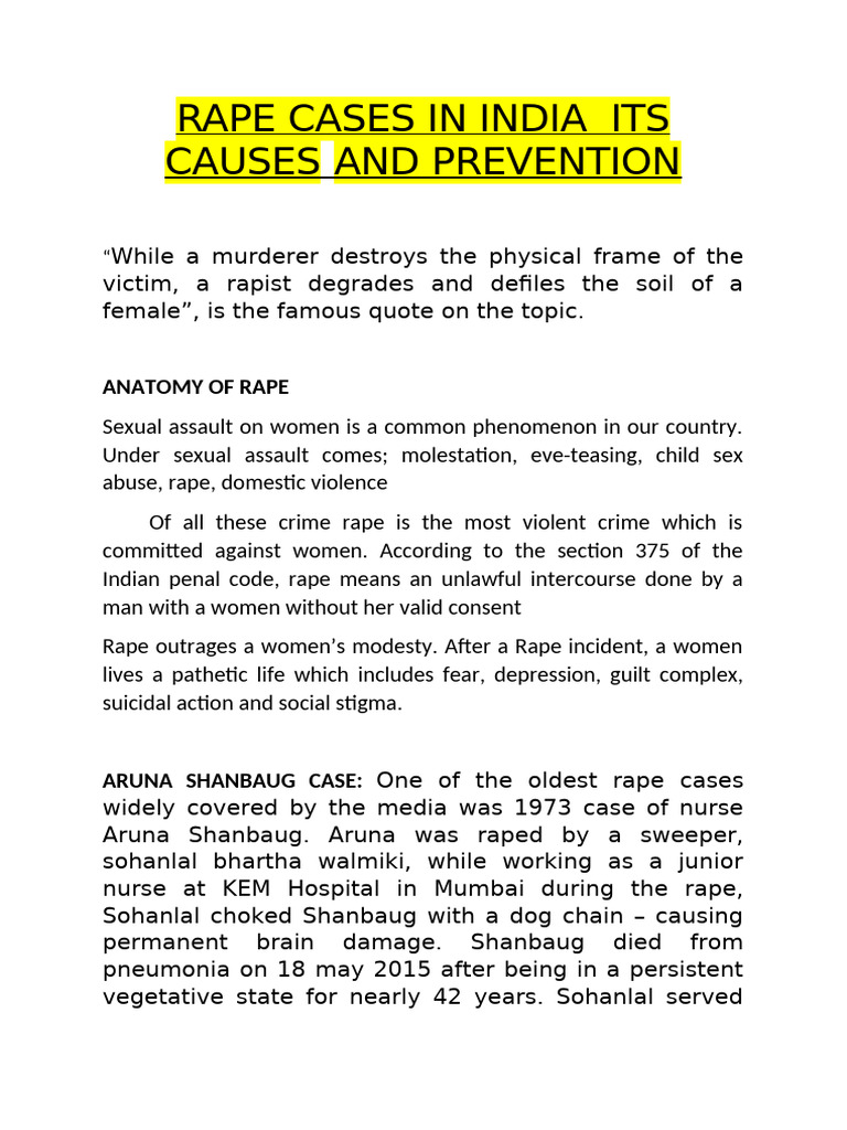 Rape in India: Causes and Prevention | PDF | Rape | Sexual Assault