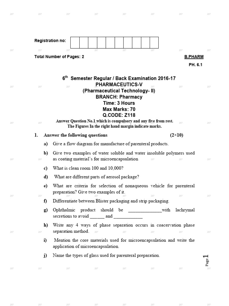 B.pharm 6th Sem Questions 2016 17 | PDF | Drugs | Pharmacology