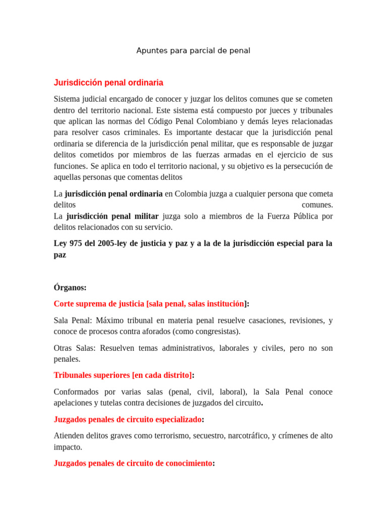 Jurisdicción Penal Ordinaria en Colombia | PDF | Apelación | Judicaturas