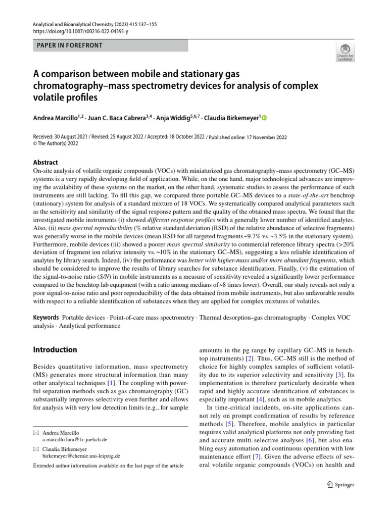 Portable GC/MS Performance Comparison | PDF | Mass Spectrometry | Gas ...