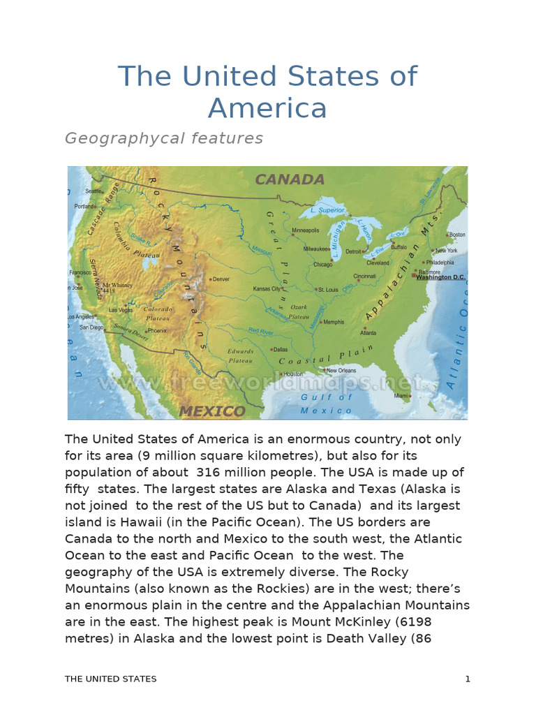 Overview of the United States Geography and Government | PDF ...