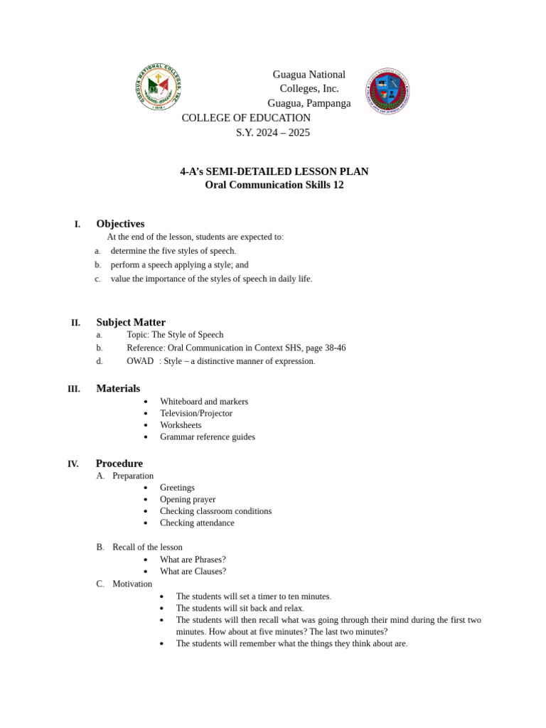 Semi Detailed Lesson Plan Listening | PDF | Lesson Plan | Thought