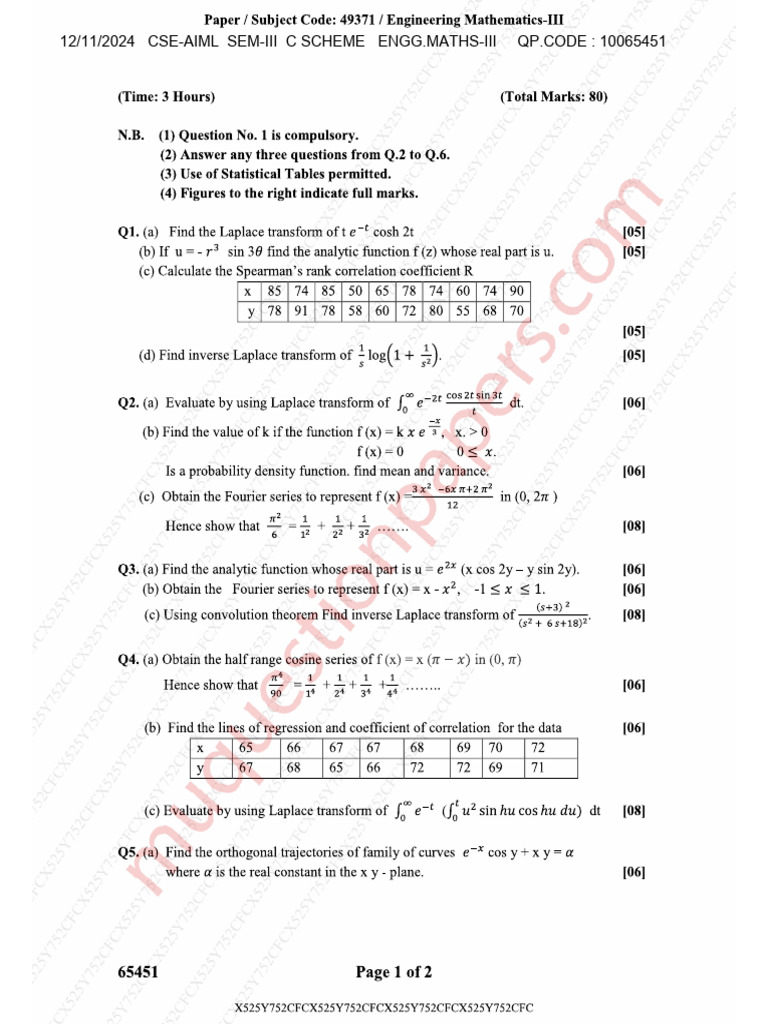 Engineering Mathematics III Exam Paper | PDF | Chess Theory | Chess ...