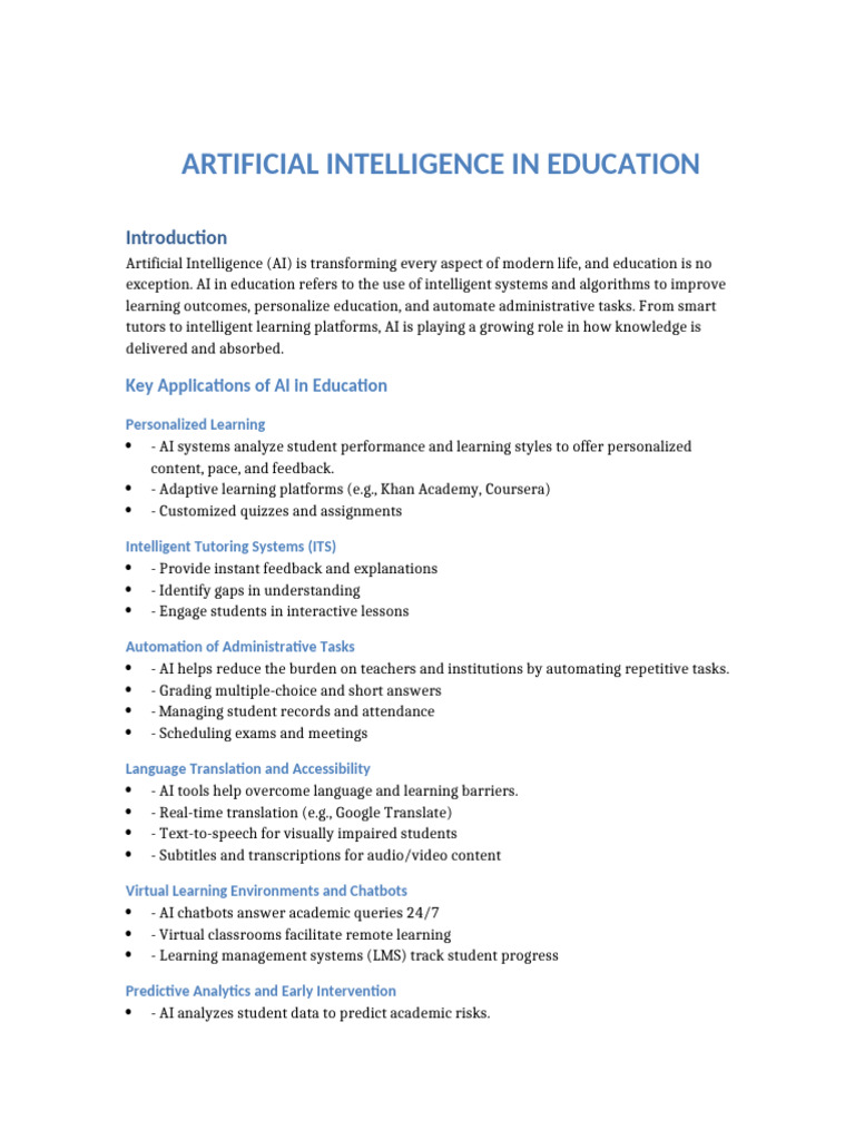 AI Transforming Education: Key Insights | PDF | Artificial Intelligence ...