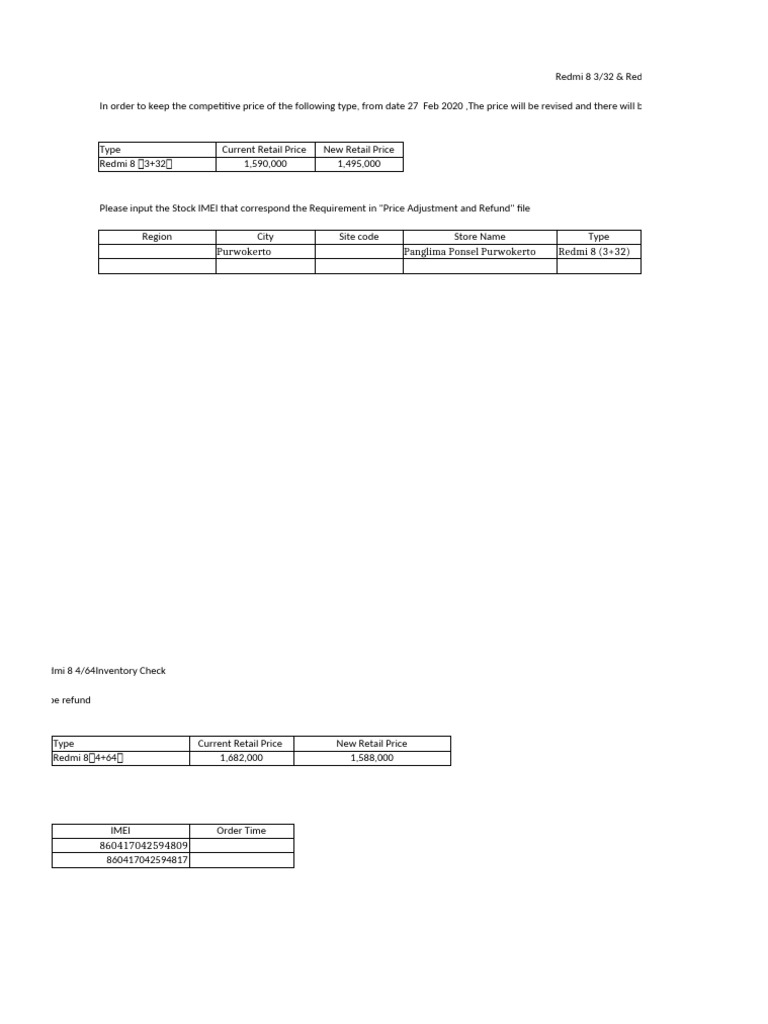 Redmi 8 Price Adjustment Notice | PDF