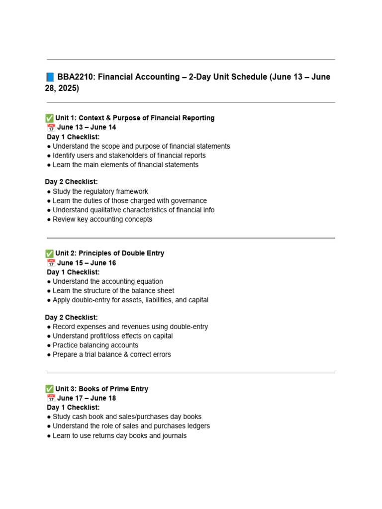 BBA2210 Financial Accounting Schedule | PDF | Financial Accounting ...