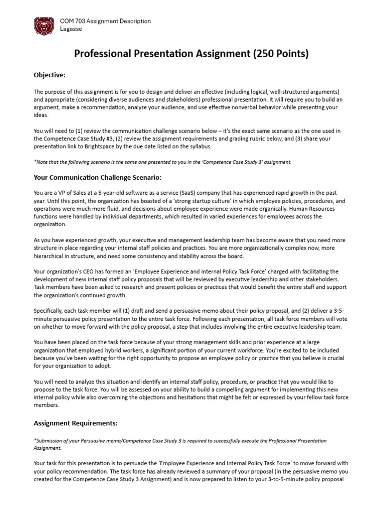 Professional Presentation Assignment Guide | PDF | Credibility ...