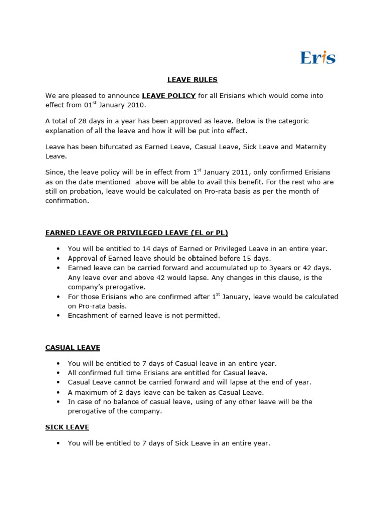 Leave Rules | PDF | Sick Leave | Private Law