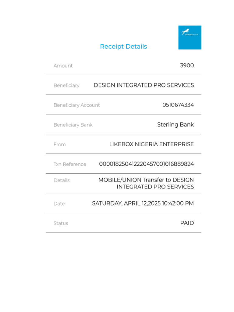 UnionMobile Receipt | PDF