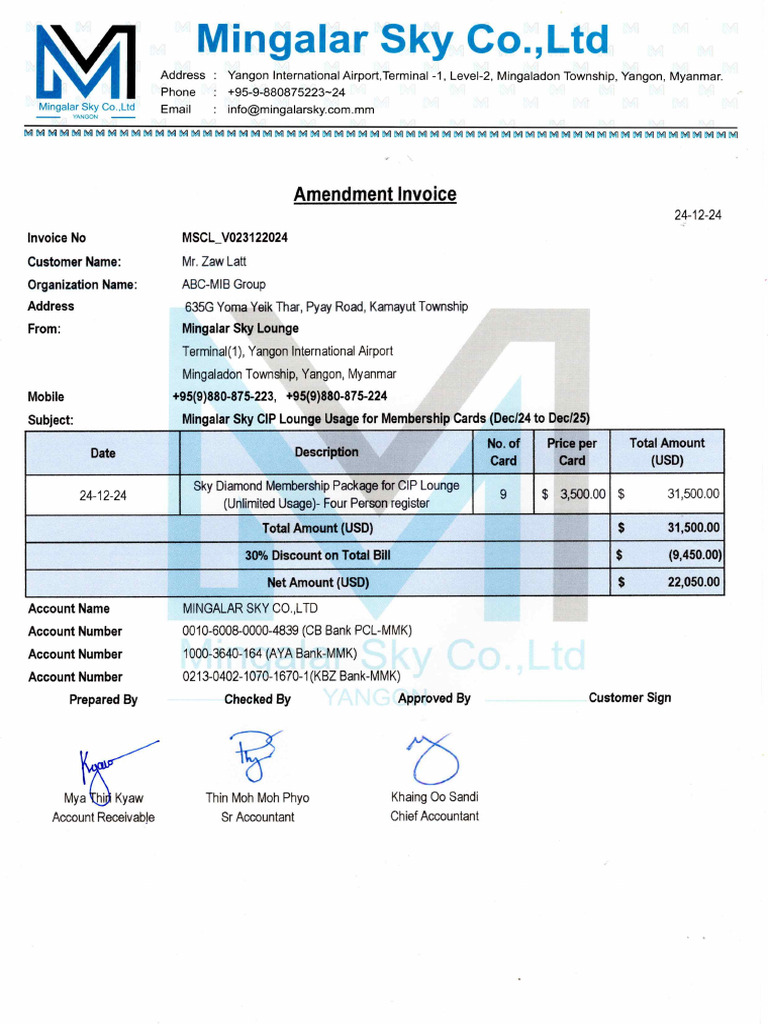 Amendment Invoiceer | PDF