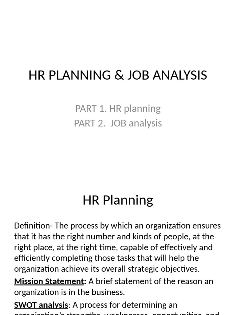HR Planning and Job Analysis Guide | PDF | Labor Relations | Business