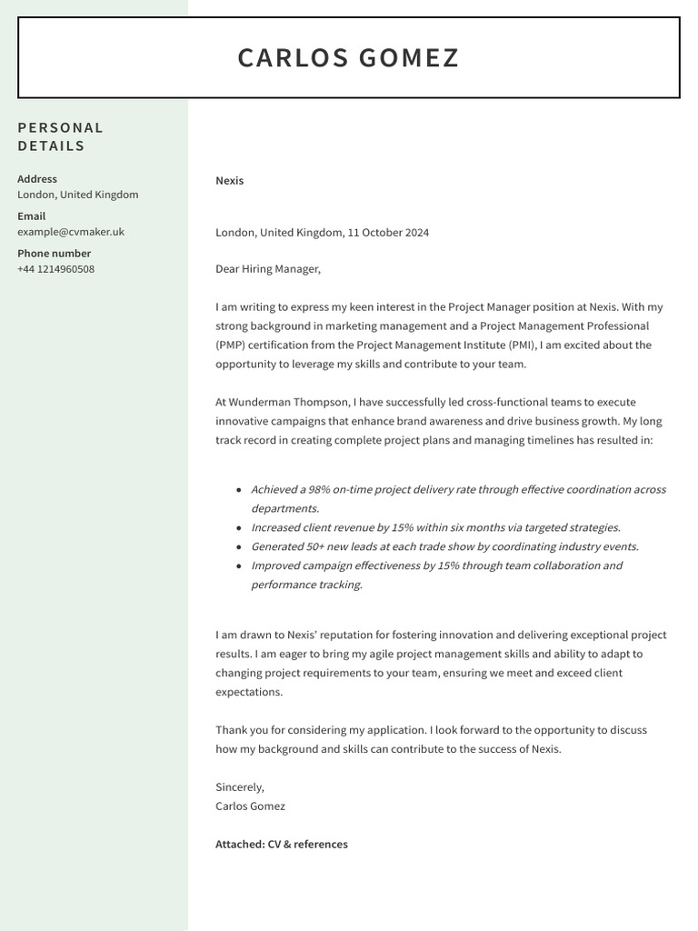 Example Cover Letter Career Change E9e9e9 | PDF