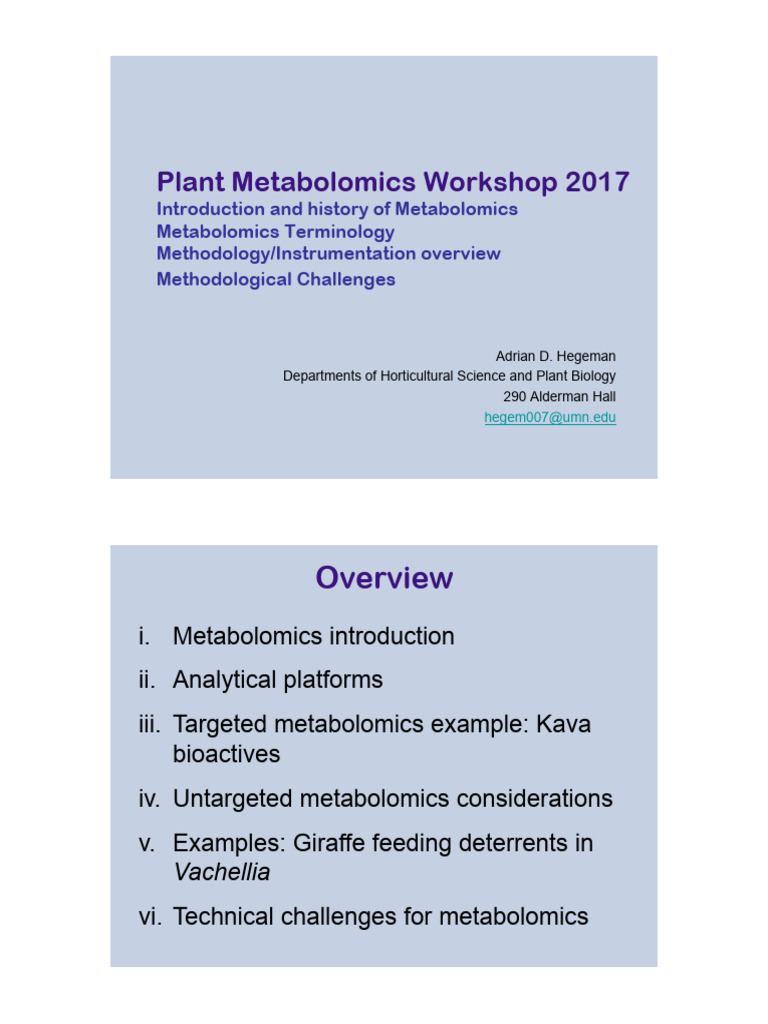 LEC1 - Introduction To Metabolomics PDF | PDF | Metabolomics | Gas ...