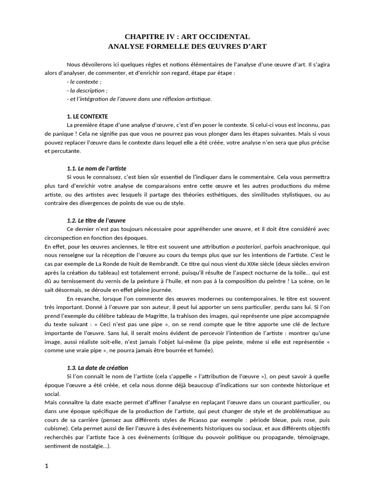 Analyse formelle des œuvres d'art | PDF | Perspective (représentation ...