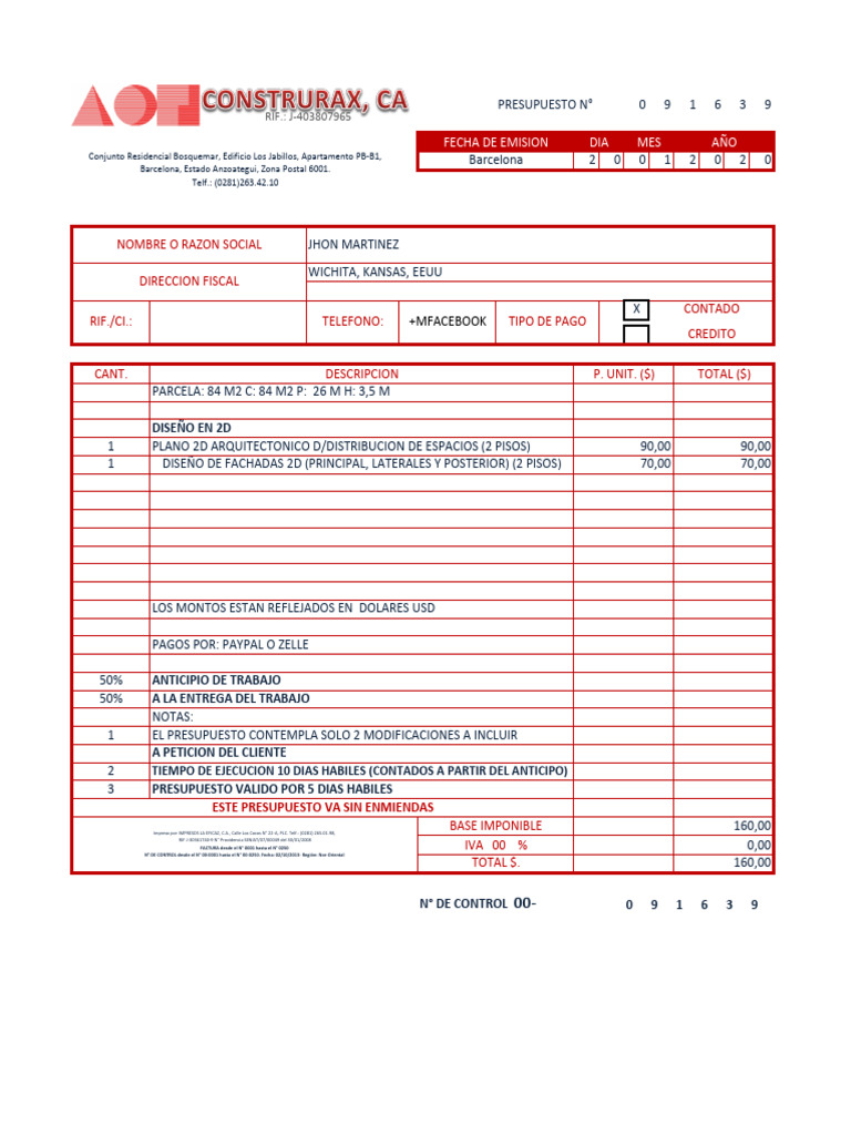 Presupuestos 1639 Us JM +MF | PDF