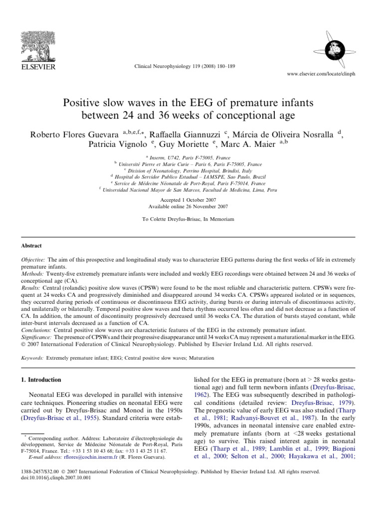 PSW in Extremely Prematures - 2008 Clin Neurophysiol | PDF | Neonatal ...