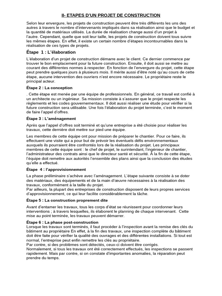 Phases clés d'un projet de construction | PDF