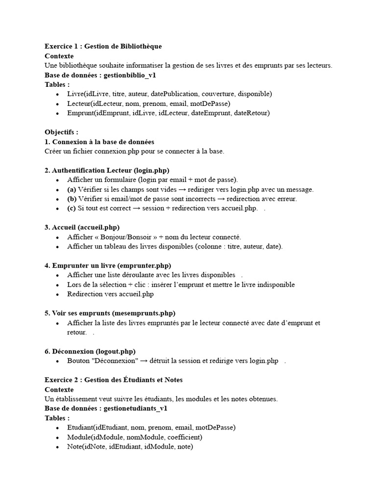 Gestion de Bibliothèque et Étudiants | PDF | Informatique