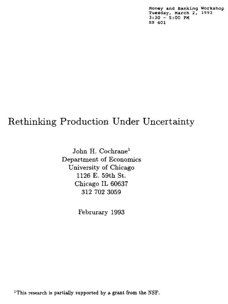 Cochrane 1993 +Rethinking+Production+Under+Uncertainty | PDF