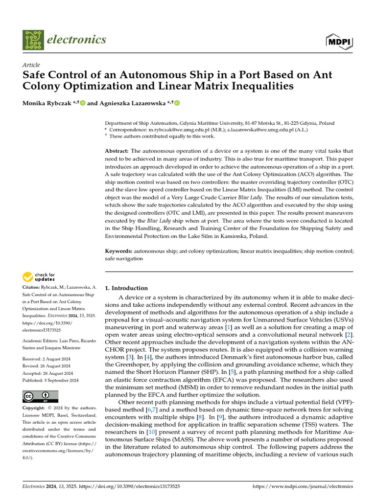 Autonomous Ship Control in Port Safety | PDF | Velocity | Control Theory