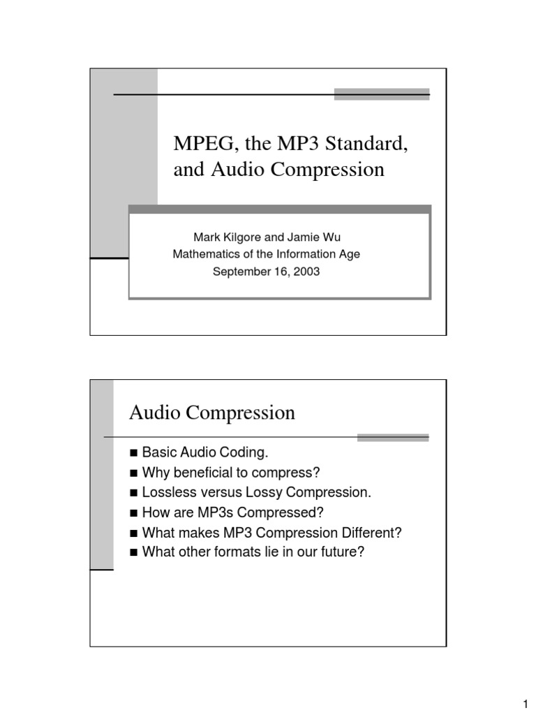 Audio Compression&MP3 Standard PDF Data Compression Mp3