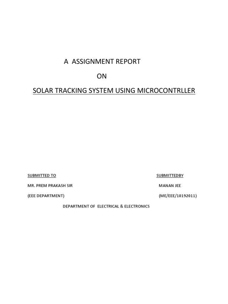 Solar Tracking System Report | PDF