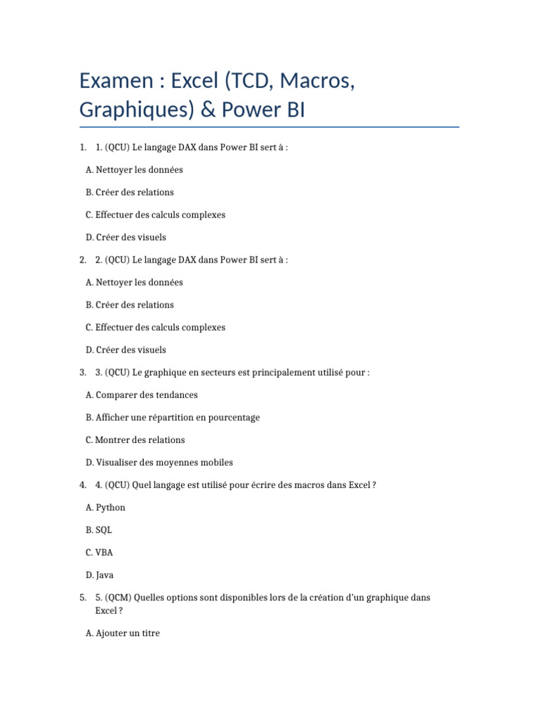 Excel et Power BI : TCD, Macros, DAX | PDF | Microsoft Excel | Informatique