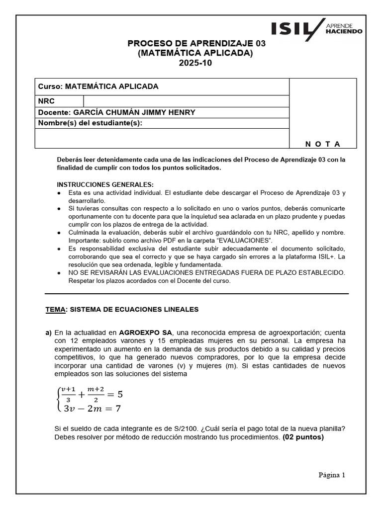 Proceso Aprendizaje 03 | PDF | Línea (geometría) | Ecuaciones