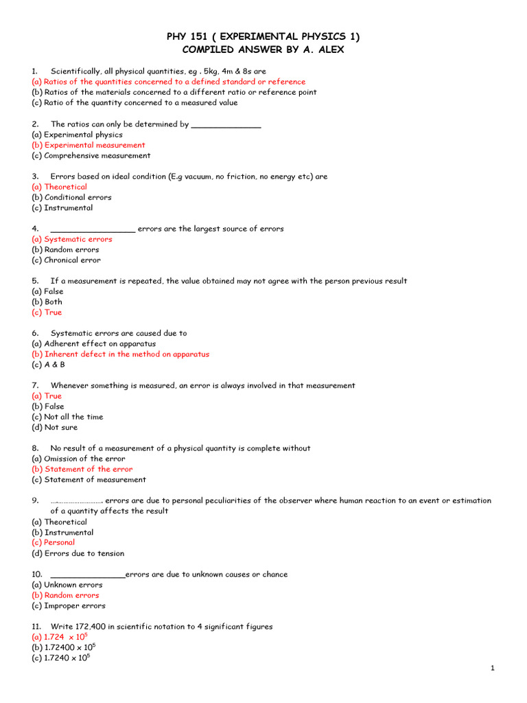 PHY 151 Lab Report Overview | PDF | Observational Error | Physical ...